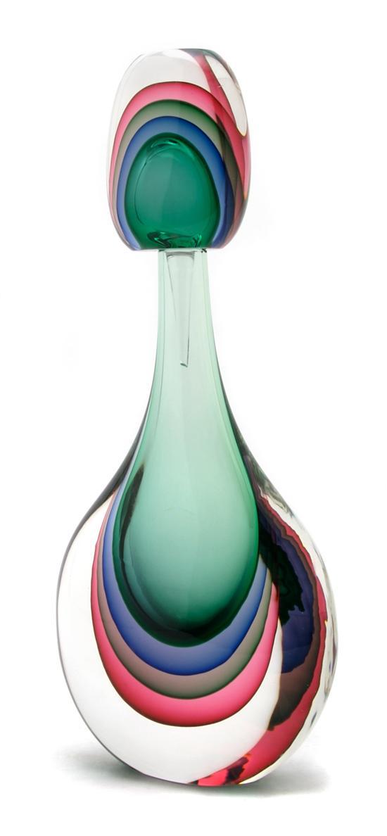 Appraisal: Murano Glass Bottle with Stopper Seguso in multi-colored glass signed