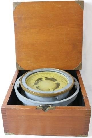 Appraisal: LARGE BOXED MID- TH CENTURY U S NAVY WETCOMPASS MADE