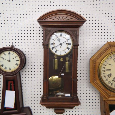 Appraisal: Victorian Wall Clock day walnut case Grand Sonnerie strike tall