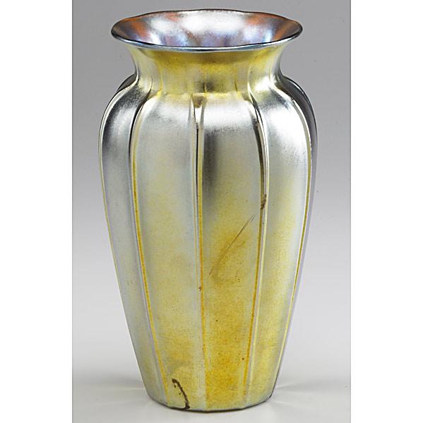 Appraisal: DURANDGold art glass vase ca Signed Durand -