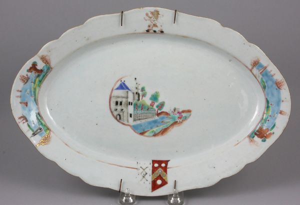 Appraisal: th Century Chinese export porcelain oval armorial platter x labeled