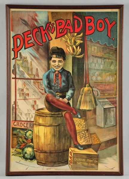 Appraisal: Paper Peck's Bad Boy Advertising Sign Description Late s Beautiful