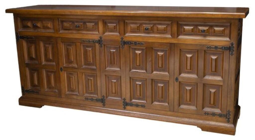 Appraisal: Long Spanish sideboard late th c in a walnut finish