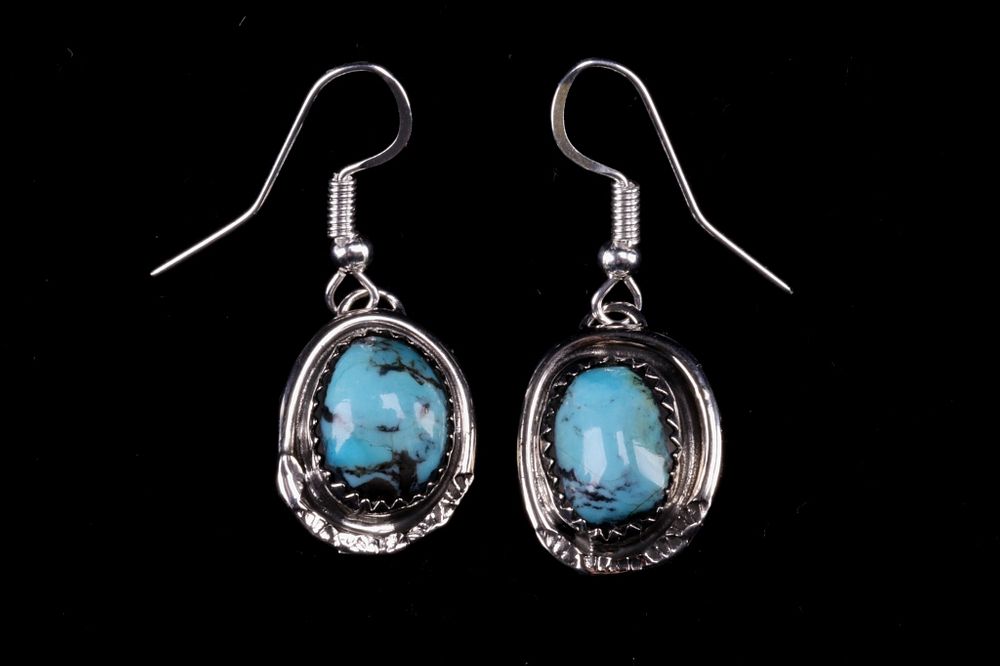 Appraisal: Navajo Gloria Etsitty Silver Turquoise Earrings Featured in this lot