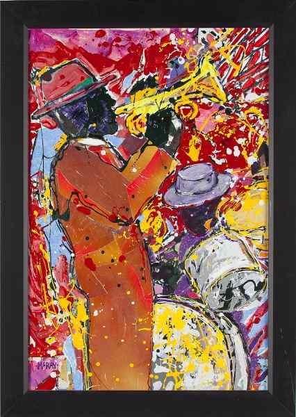 Appraisal: Eric McRay NC ''Jazz Duo''acrylic and collage on board signed