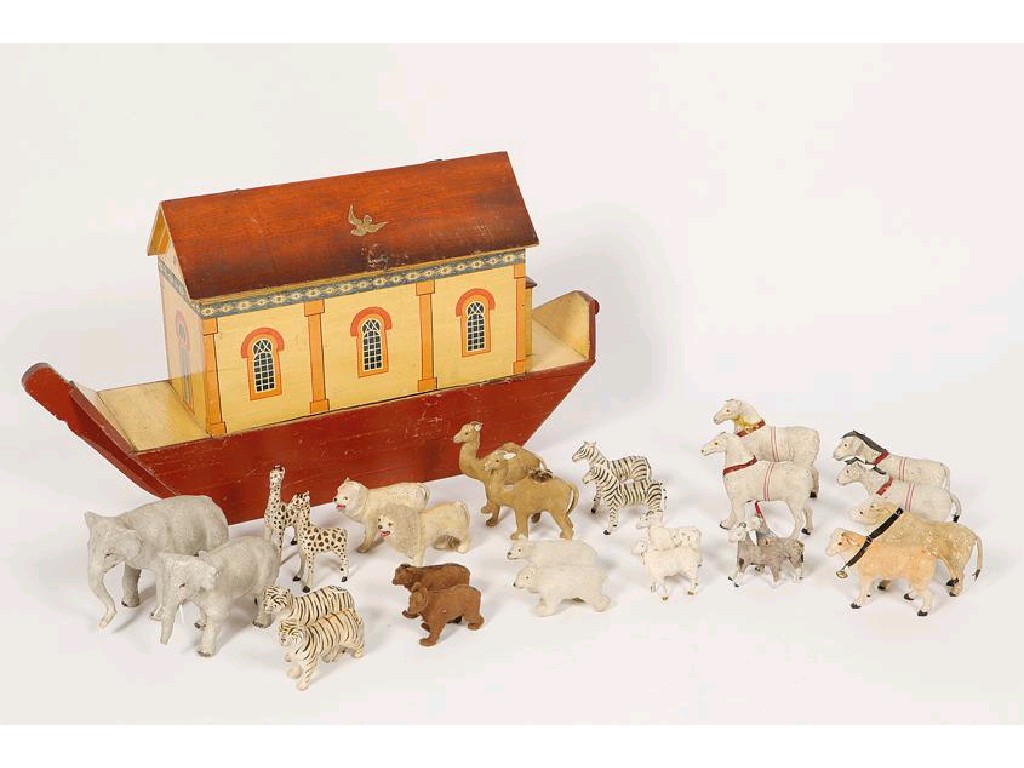 Appraisal: A VICTORIAN NOAHS ARK the box in traditional ark form