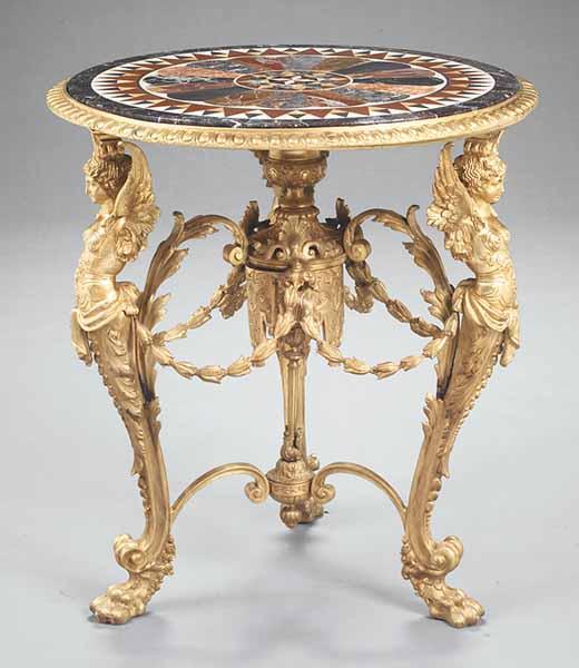 Appraisal: A Very Fine Neo-Classical Specimen Marble and Gilt Bronze Gueridon