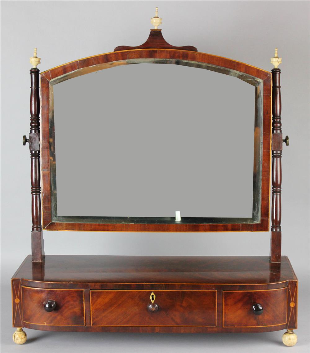 Appraisal: AMERICAN FEDERAL INLAID MAHOGANY DRESSING MIRROR the dressing mirror with