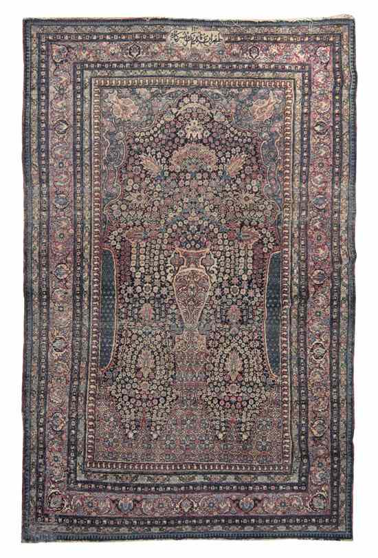 Appraisal: A Persian Wool Prayer Rug centered with a vase issuing