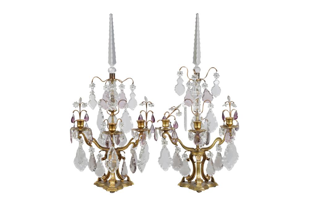 Appraisal: PAIR OF DROP CRYSTAL GIRANDOLESeach four-light inches high Condition