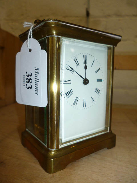 Appraisal: A TH CENTURY BRASS SWISS MADE FOUR GLASS CARRIAGE TIMEPIECE