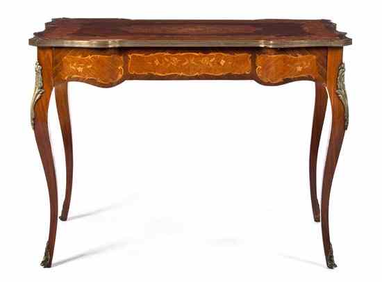 Appraisal: A Louis XVI Style Parquetry and Gilt Metal Mounted Writing