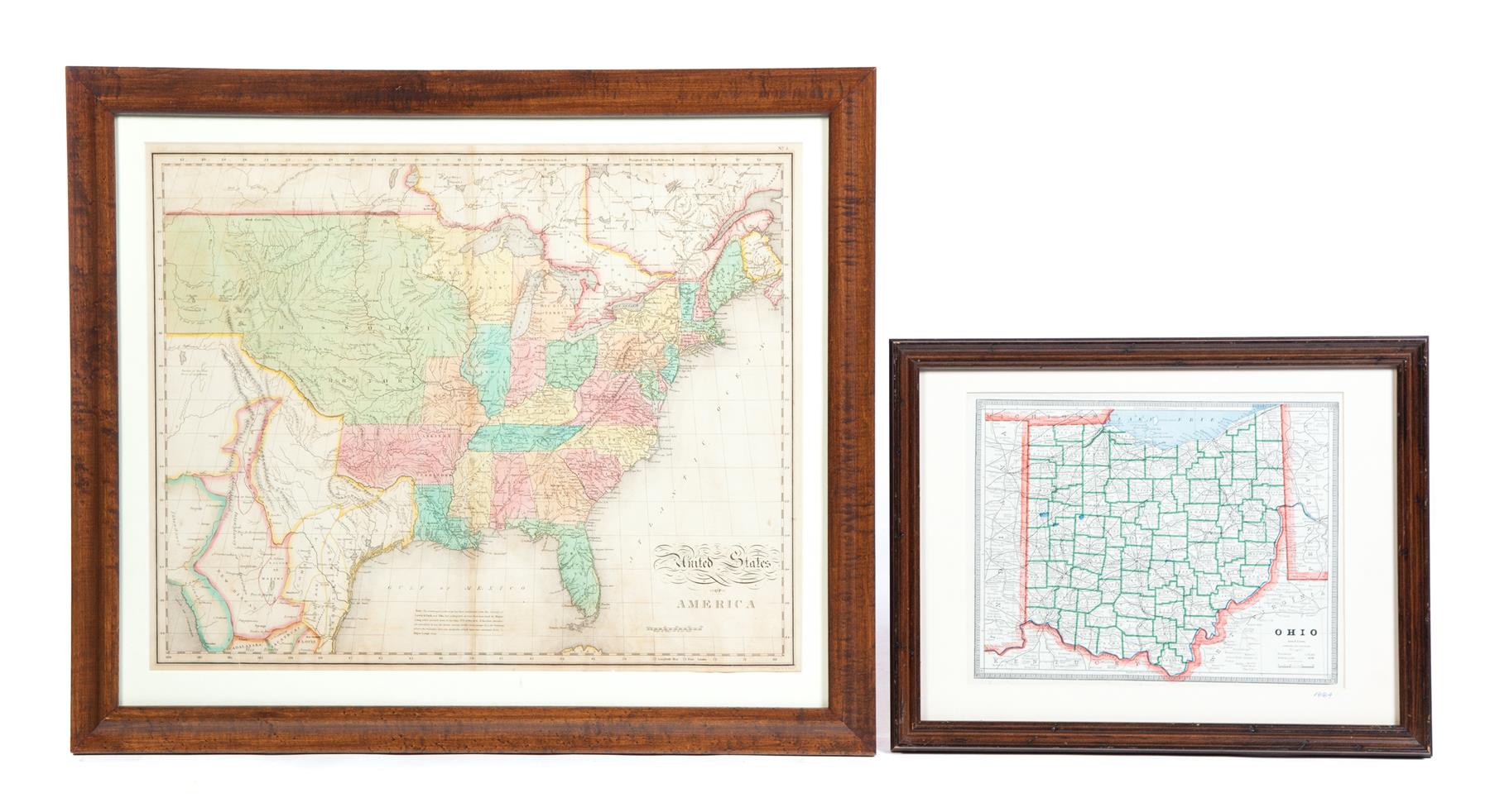 Appraisal: TWO MAPS American George F Cram lithograph map of Ohio