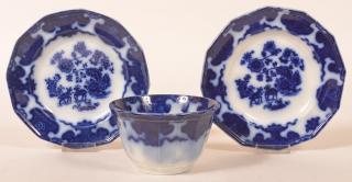 Appraisal: Pcs of Flow Blue Cashmere Pattern China Three Pieces of