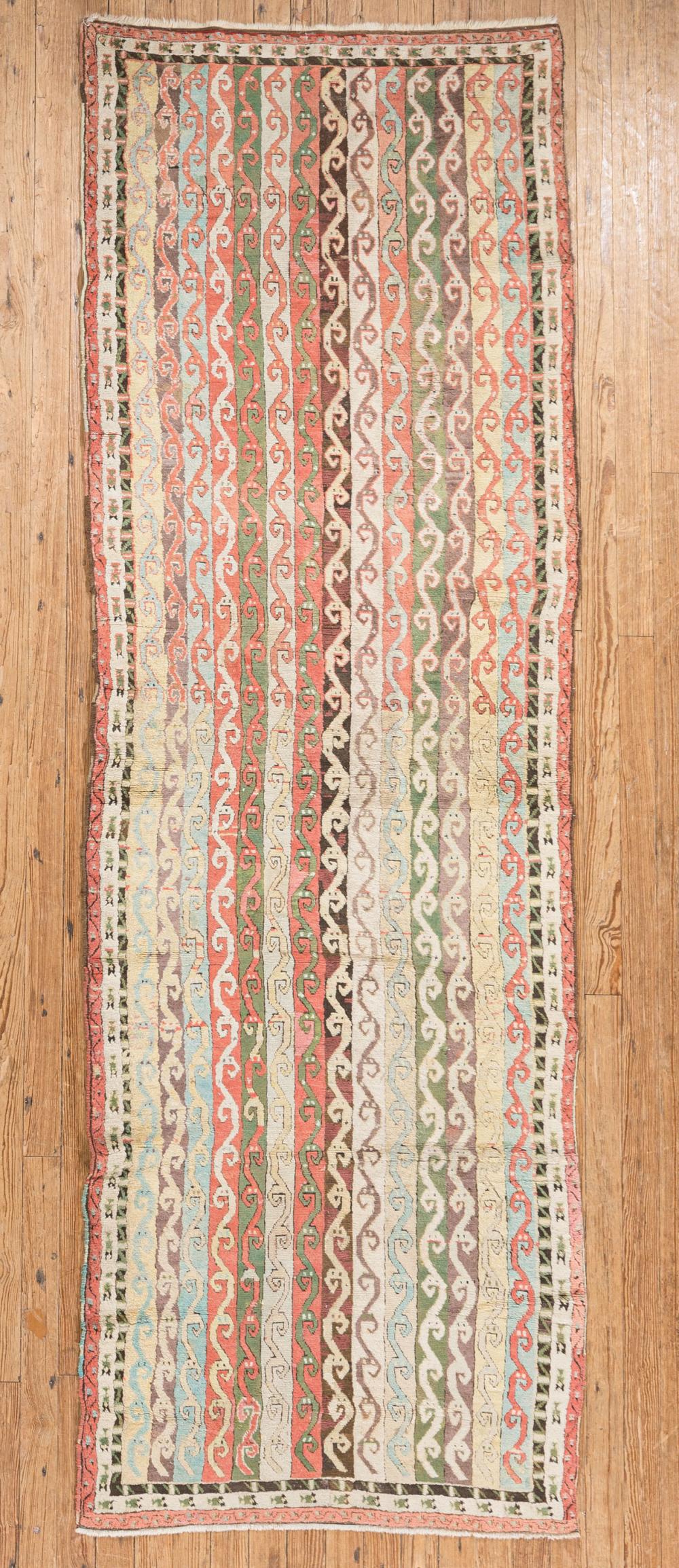 Appraisal: Antique Shirvan Runner repeating stripes in multiple colors with alternating