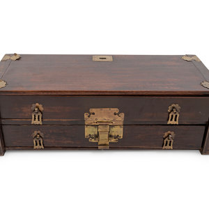 Appraisal: A Chinese Hardwood Rectangular Document Box with metal mountings Width