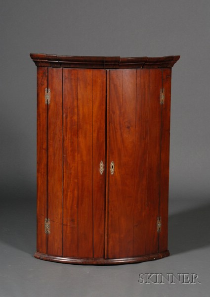 Appraisal: Victorian Mahogany Hanging Corner Cupboard th century with ogee molded