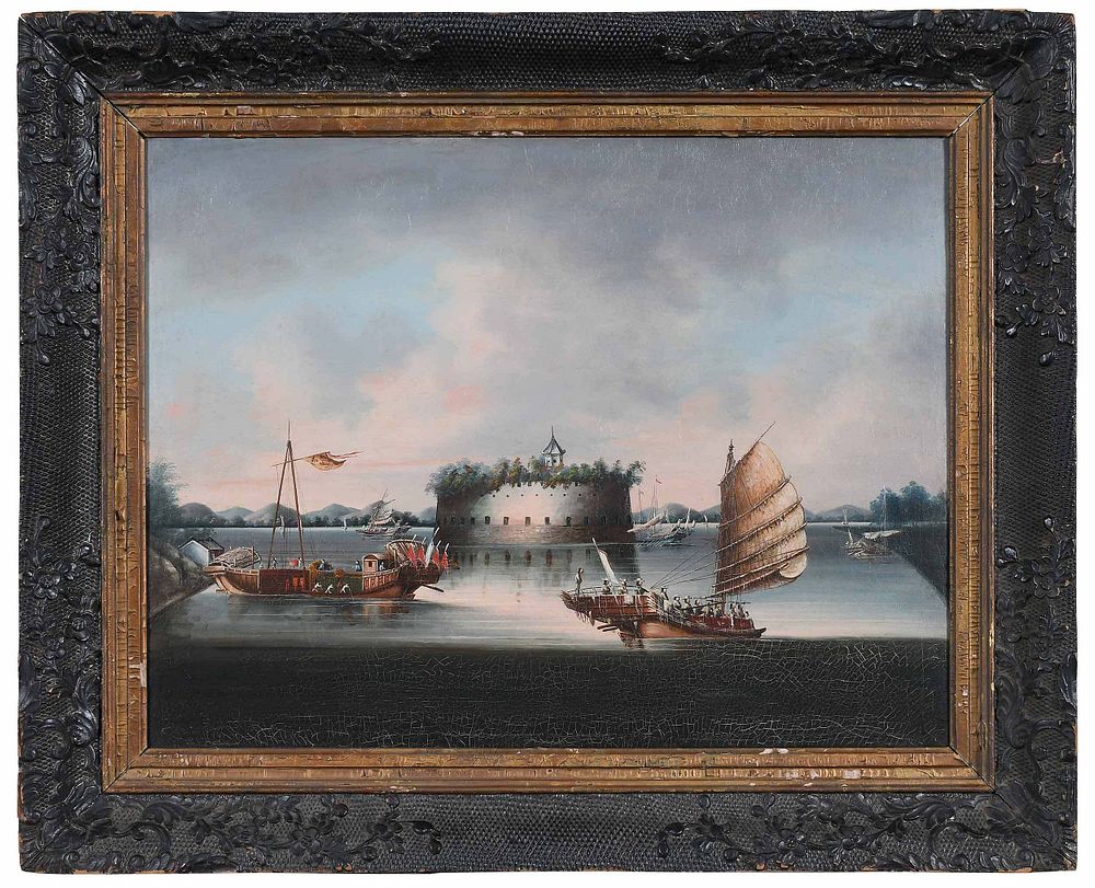 Appraisal: Chinese School Painting China Trade th century Dutch Folly Fort