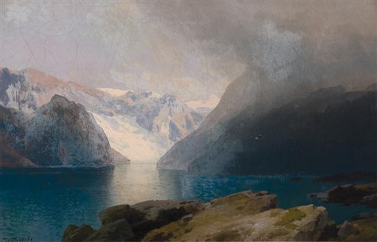 Appraisal: HERMANN HERZOG American - Soefjord Hardanjer Norway oil on canvas