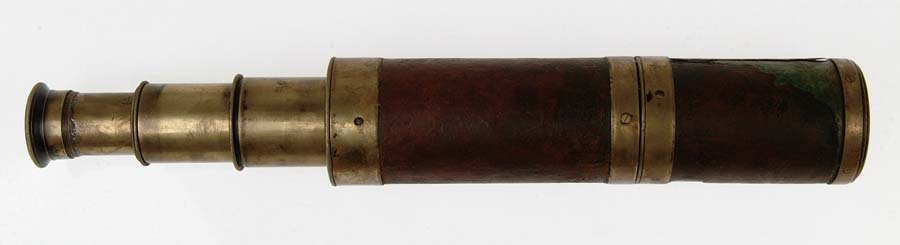 Appraisal: MID TH CENTURY NAVAL BRASS AND LLEATHER TELESCOPE A large