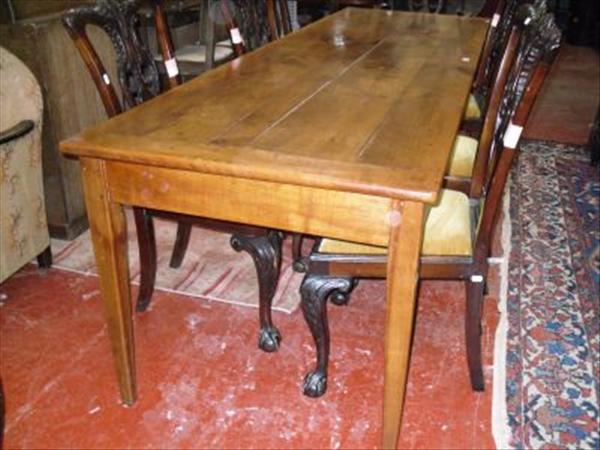 Appraisal: A th century cherry wood dining table on square tapering