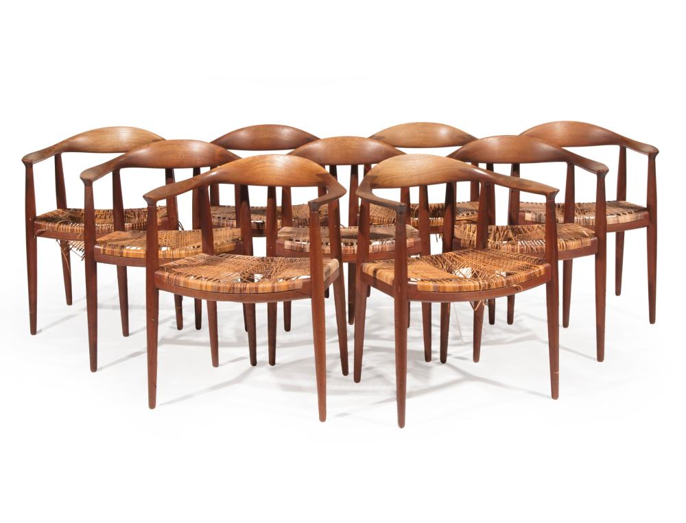 Appraisal: Nine Hans Wegner for Johannes Hansen Round Chairs designed model