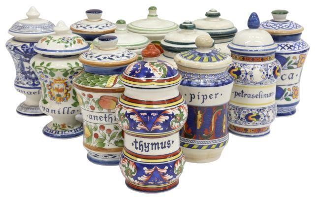 Appraisal: lot of Italian apothecary style spice jars varied designs including