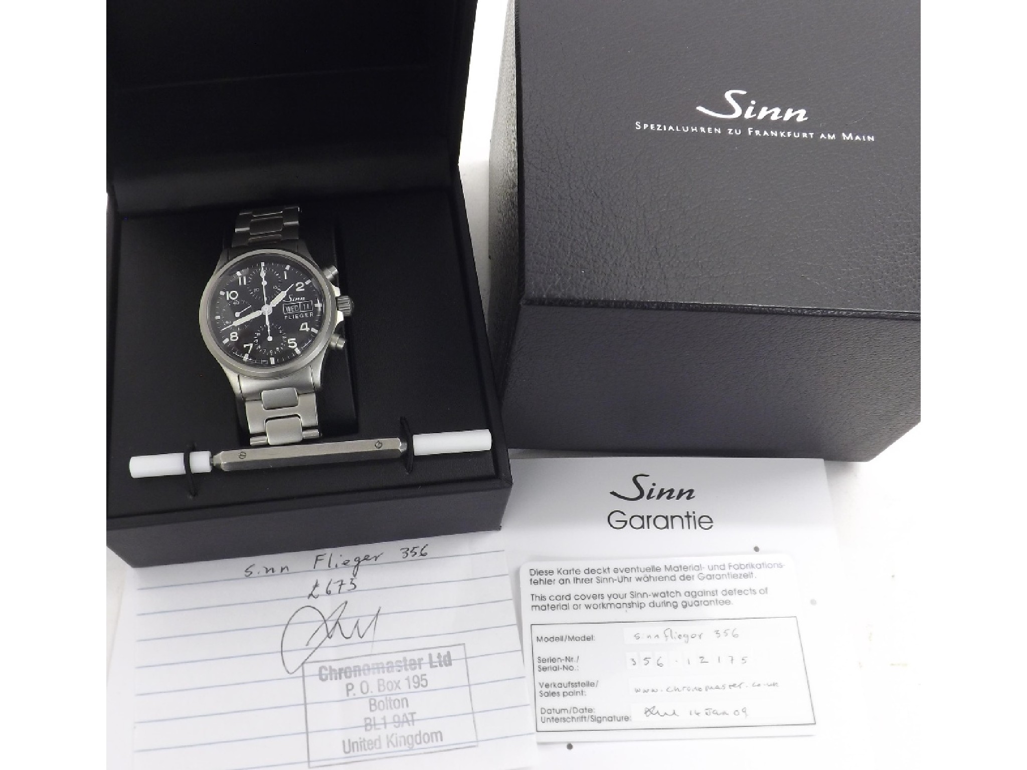 Appraisal: Sinn Flieger chronograph automatic stainless steel gentleman's bracelet watch ref