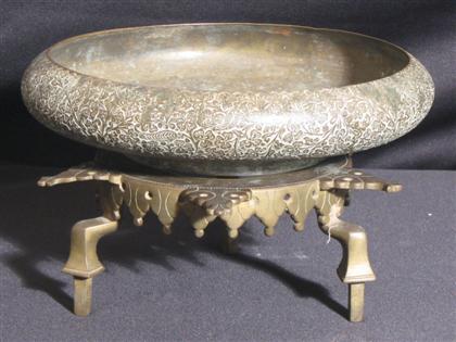 Appraisal: Large Persian bronze brazier on stand th century W in