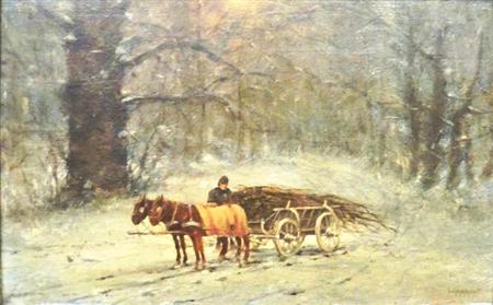 Appraisal: William Henry Lippincott American - Wood Cart in Winter Estimate