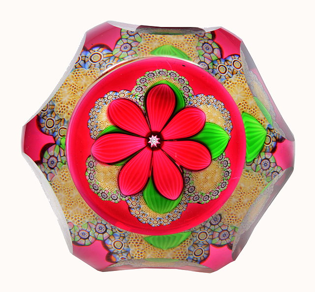 Appraisal: A LARGE PERTHSHIRE PAPERWEIGHT the central pink flower above green