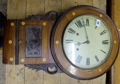 Appraisal: Edwardian mahogany inlaid drop dial wall clock height cm