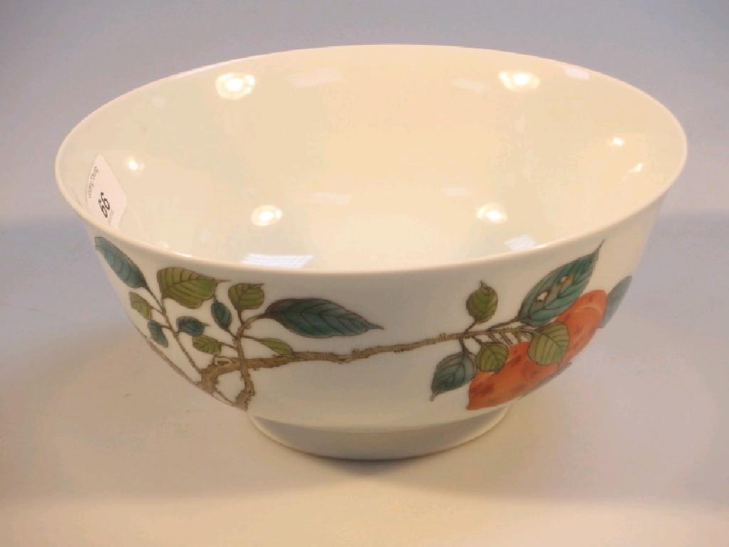 Appraisal: A Chinese circular bowl with polychrome decoration of a bird