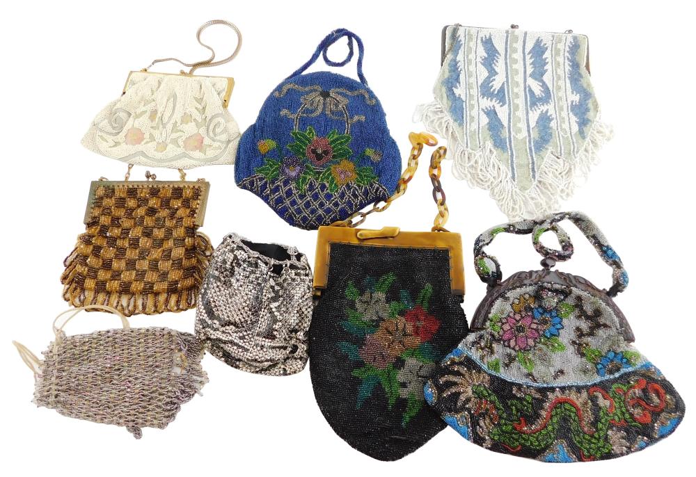 Appraisal: Eight vintage beaded purses most with seed beads one with