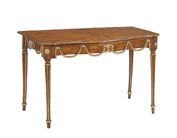 Appraisal: An Italian Neoclassical parcel gilt walnut serving table composed of