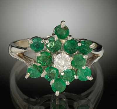 Appraisal: A Ladies' Emerald and Diamond Dinner Ring k white gold