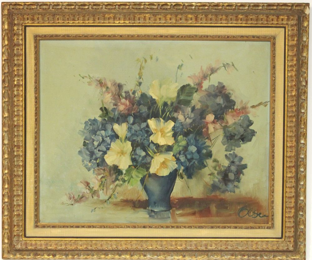 Appraisal: Olsen Still Life of Flowers O C Probably Peggy Olsen