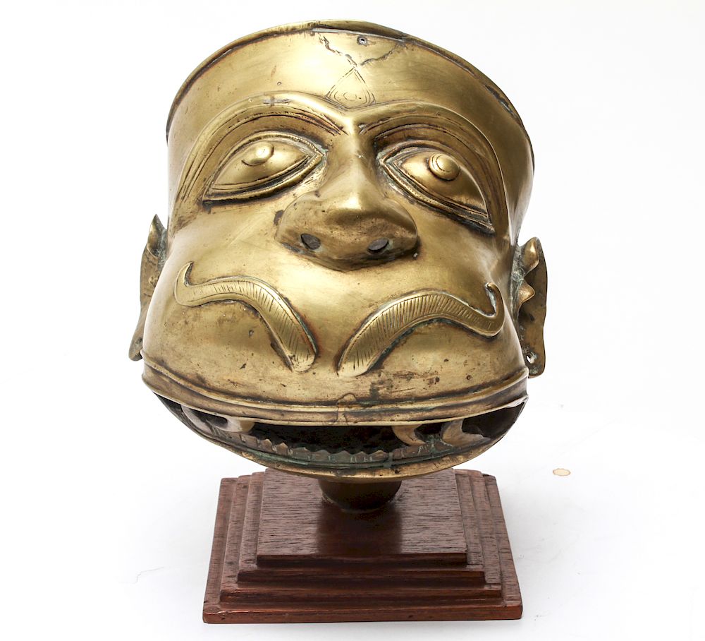 Appraisal: Asian Indian Bronze Head Sculpture Protome Asian Indian bronze head