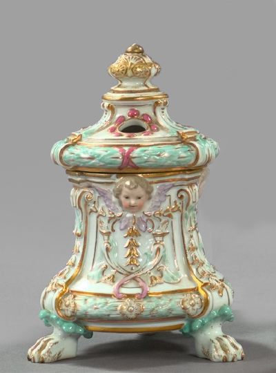 Appraisal: Diminutive Meissen Porcelain Covered Potpourri Vase fourth quarter th century