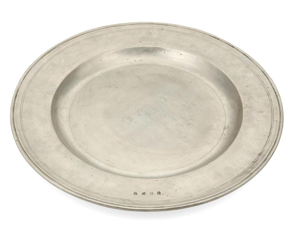 Appraisal: A Match Scribed Rim Italian pewter charger st century Paper