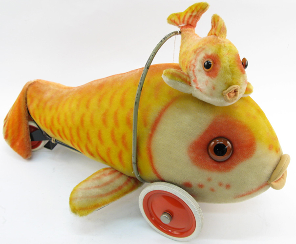 Appraisal: A STEIFF MOHAIR FISH PULL TOY C The pull cart