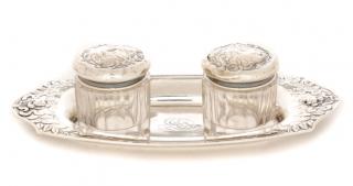 Appraisal: Gorham Sterling Pin Tray w Small Vanity Jars Gorham American