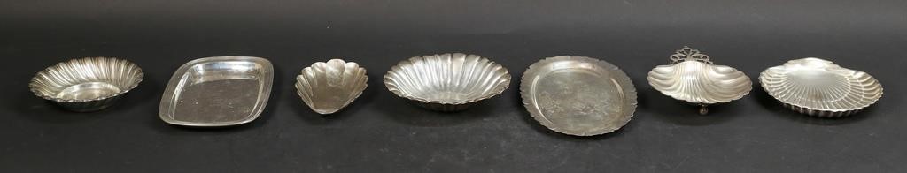 Appraisal: sterling silver trays and dishes shell shaped bon bon dishes