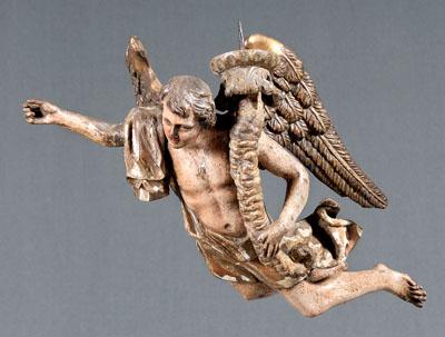 Appraisal: Italian gilt polychrome angel angel in flight with fluttering robes