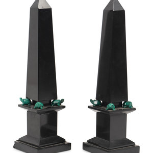 Appraisal: A Pair of Grand Tour Style Malachite and Black Stone