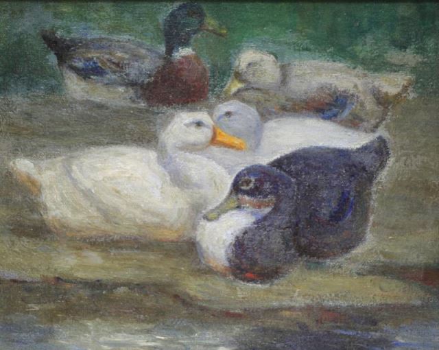 Appraisal: DOUGLAS Walter Oil on Artist's Board of Ducks Faintly signed