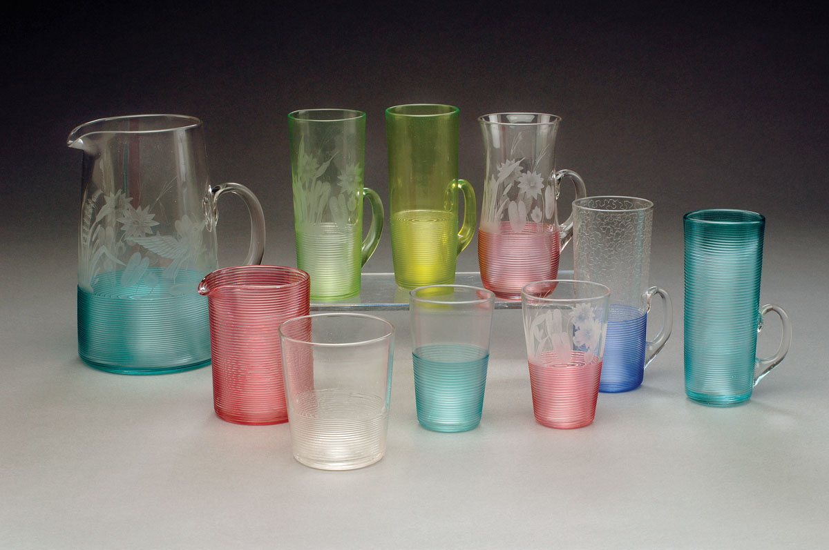 Appraisal: GROUP OF THREADED GLASS TABLEWARES BOSTON AND SANDWICH GLASS COMPANY