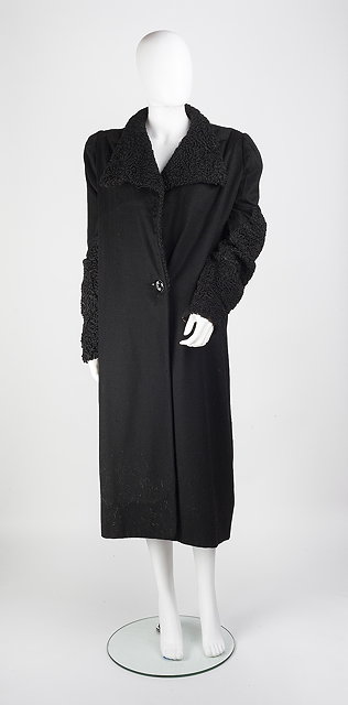 Appraisal: A s Lanvin black evening coat with astrakhan collar lapels