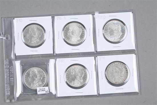 Appraisal: SIX MORGAN SILVER DOLLARS Years -S -O and -O