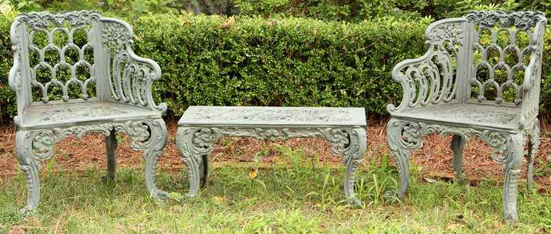 Appraisal: Victorian Style Aluminum Garden Set pieces in the Rococo taste